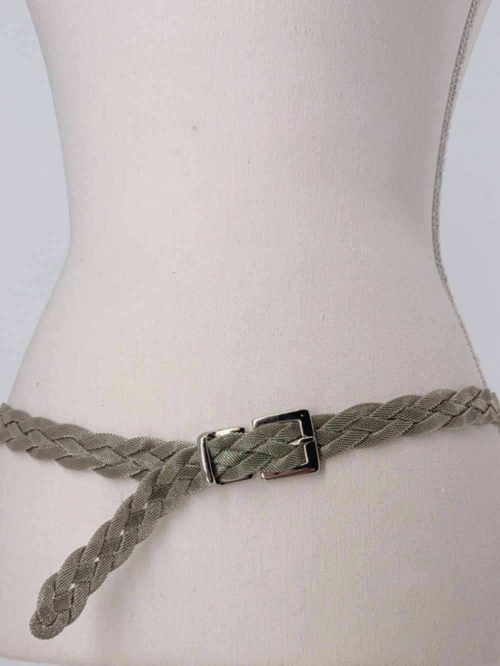 Vintage Silvertone Braided Belt SILVER Pre-owned